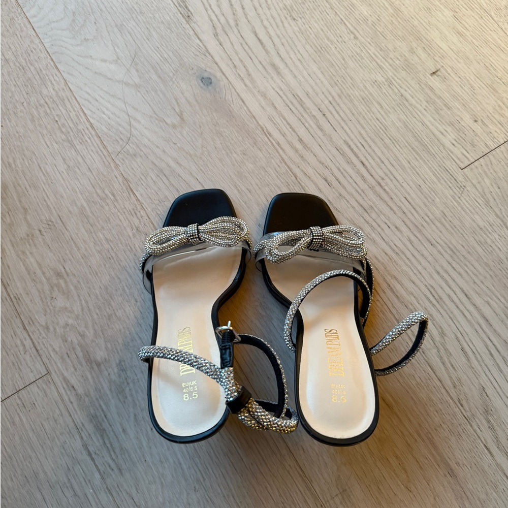 Stuart Weitzman Black and Silver Women's Sandals